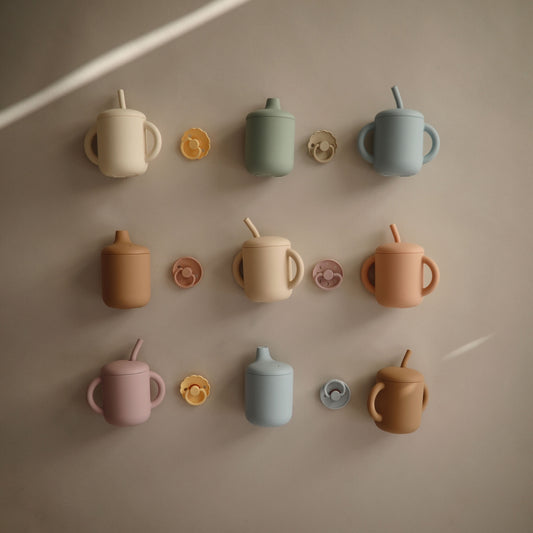 Silicone Training Cup + Straw - Blush