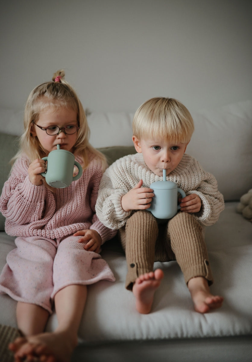 Silicone Training Cup + Straw - Blush