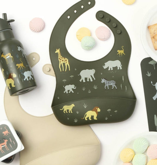 Silicone bib set of 2: Savanna