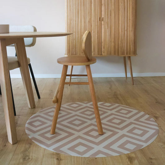 Round Splash Mat Modern Blocks - Desert Sand