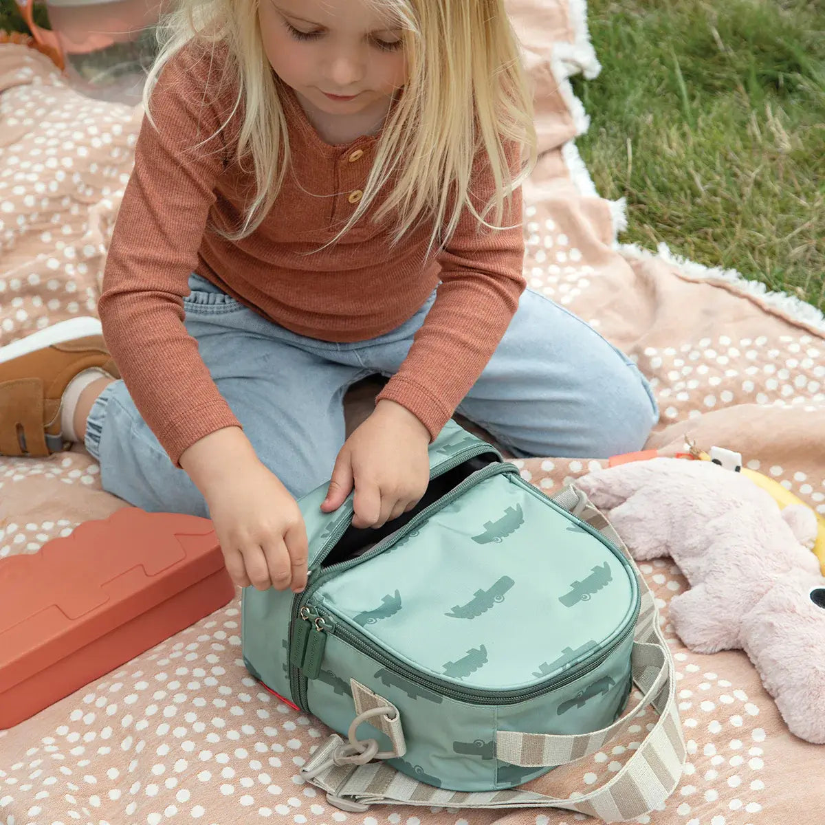Kids thermo lunch bag Croco - Green