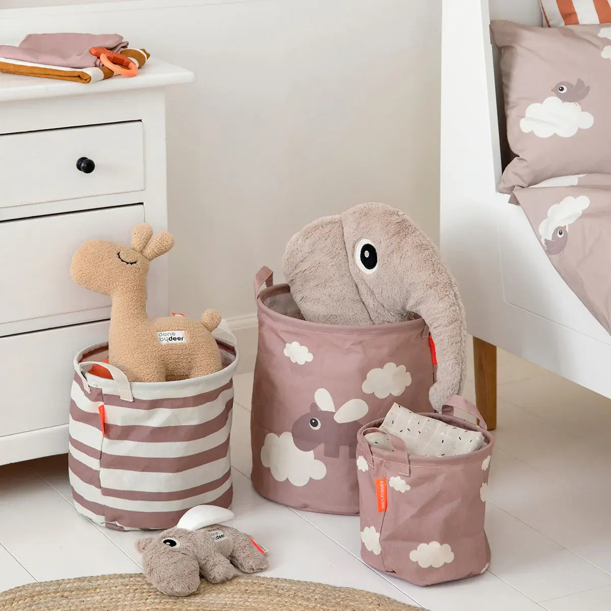 Storage basket set Happy Clouds - Powder