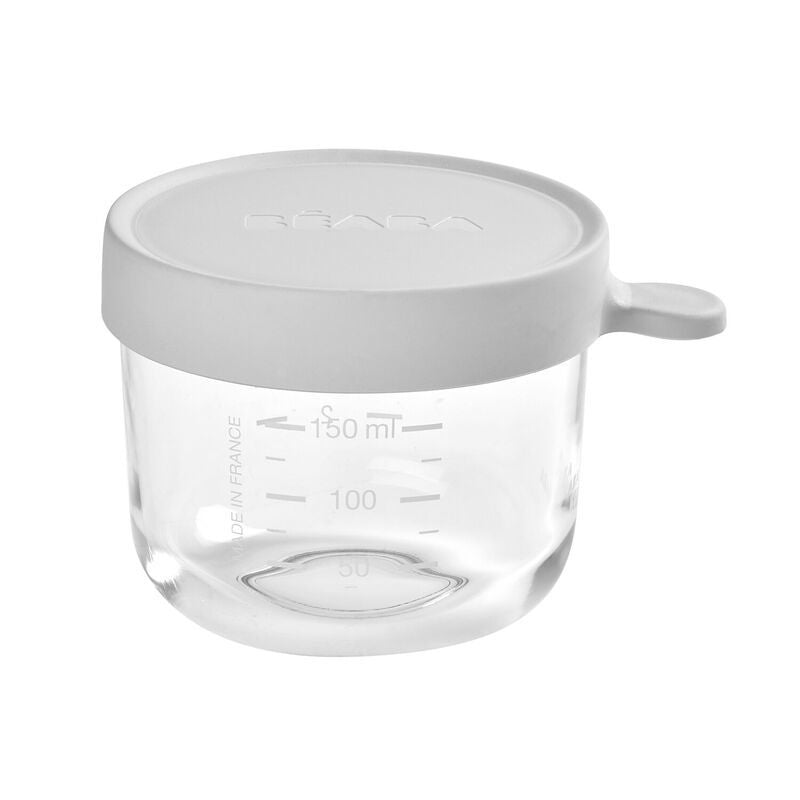 Glazen bewaarpotje 150ml mistgrijs