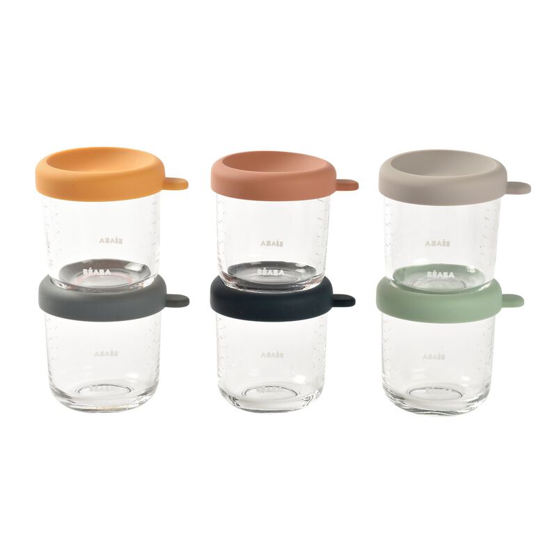 Set van 6 glazen bewaarpotjes 250 ml (Sunrise color mix)