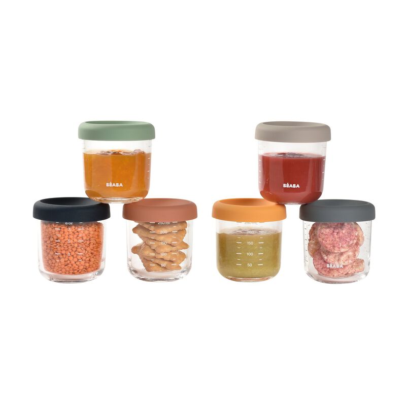 Set van 6 glazen bewaarpotjes 250 ml (Sunrise color mix)