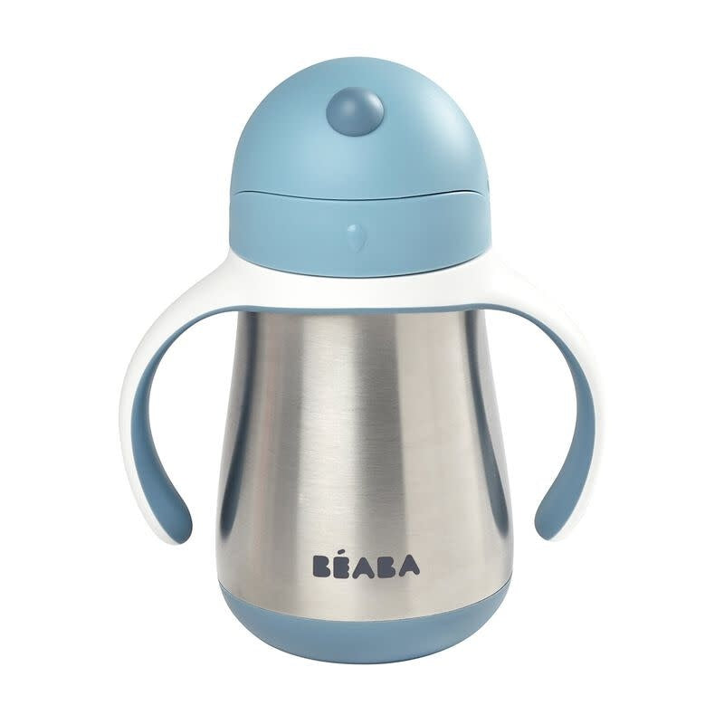 RVS drinkbeker met rietje 250ml - windy blue