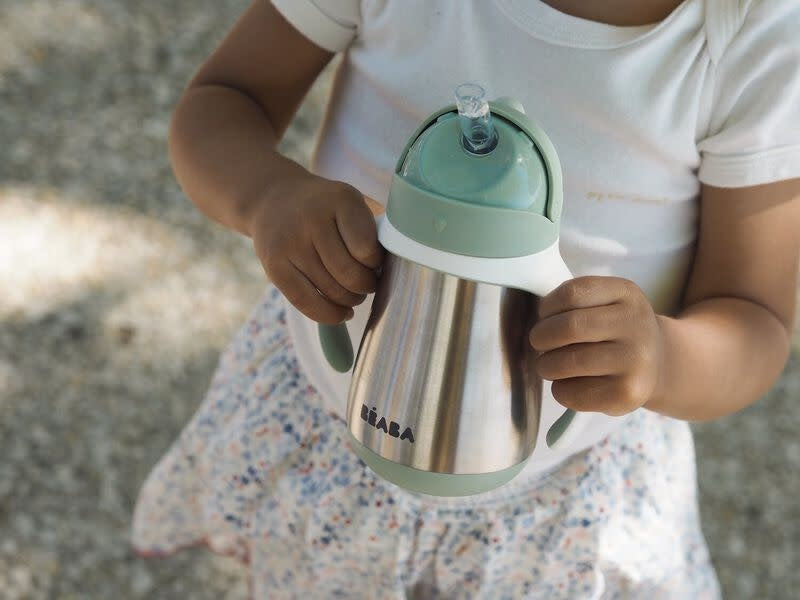 RVS drinkbeker met rietje 250ml groen