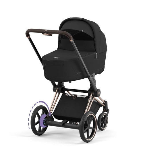 E-Priam Rosegold Frame + Seat Pack + Carry Cot Black