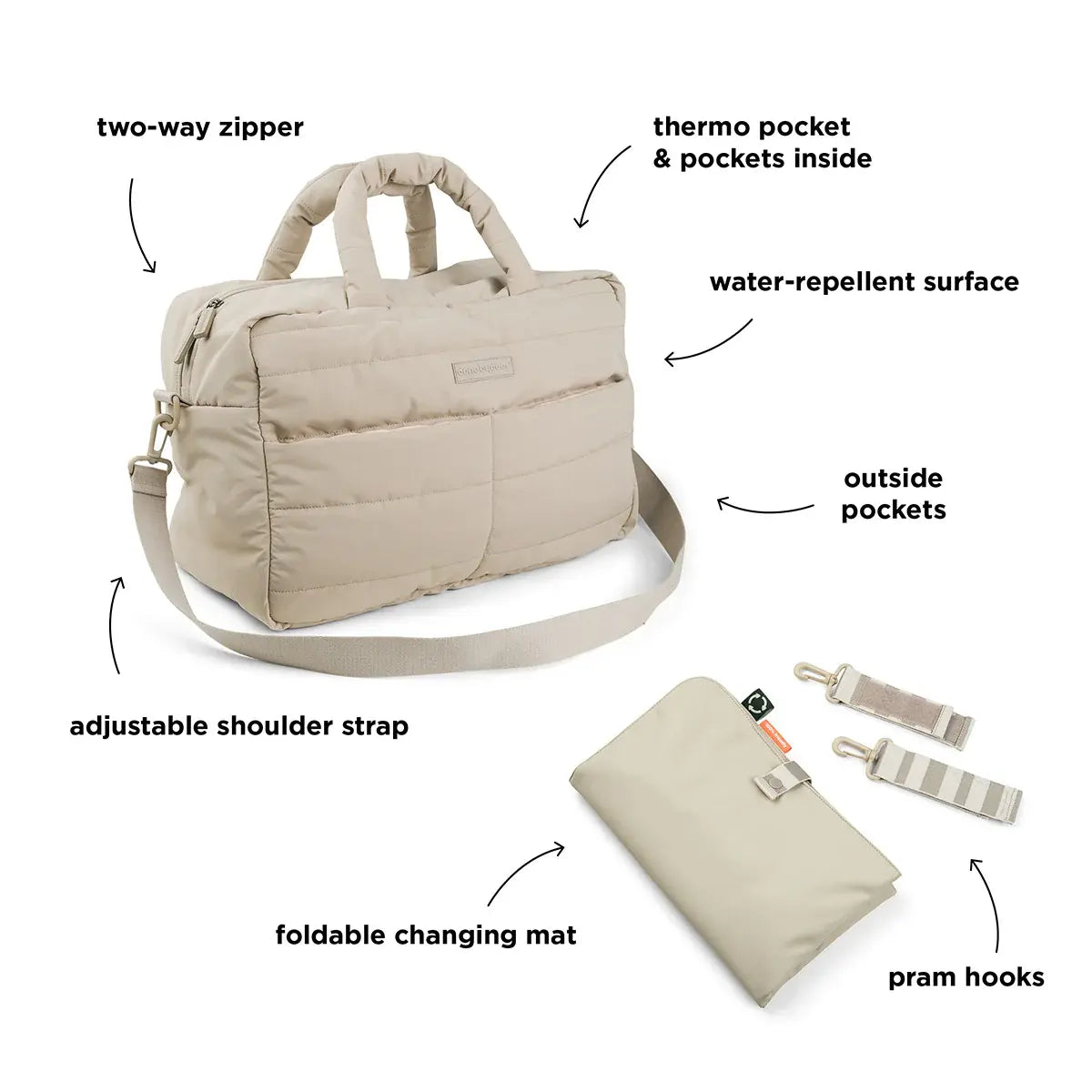 Quilted changing bag Sand