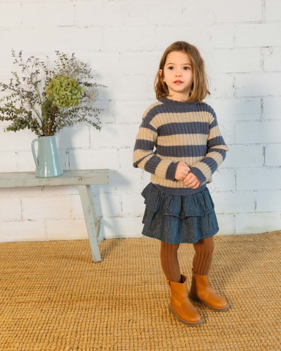 Rib Bands Jumper - Antic Blue