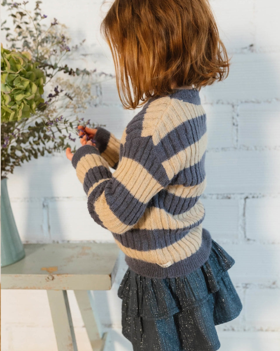 Rib Bands Jumper - Antic Blue