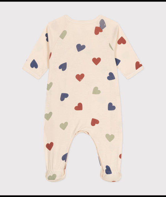 Katoenen pyjama met gekleurde hartjes