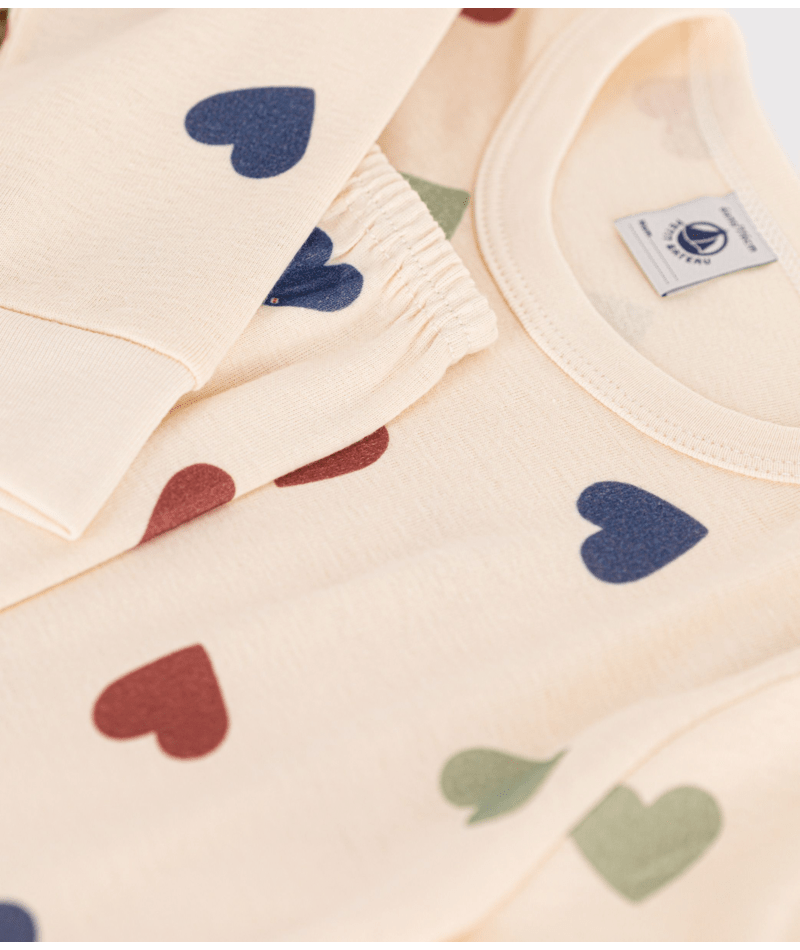 Katoenen pyjama met gekleurde hartjes