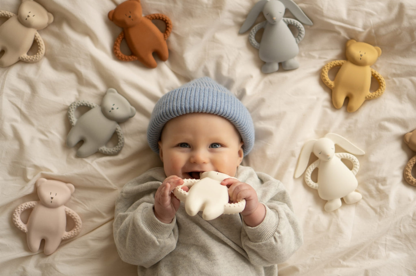 Natural Rubber Teether Bunny - Cream