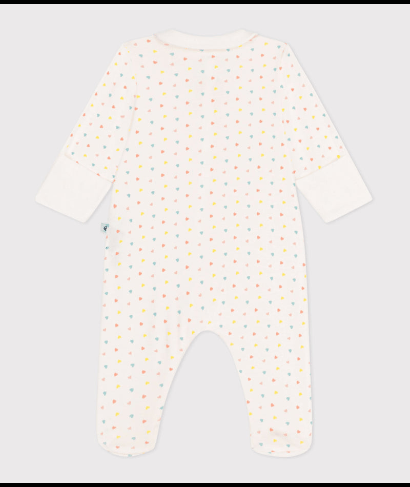 Katoenen babypyjama met ritskraagje en hartjesprint