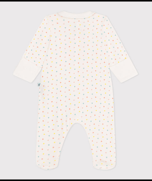 Katoenen babypyjama met ritskraagje en hartjesprint