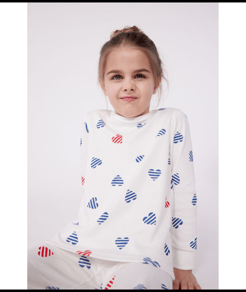 Katoenen pyjama met lange mouw en hartjesprint