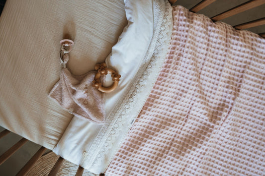 Wiegdeken cotton fleece wafel Amsterdam - Cotton Candy