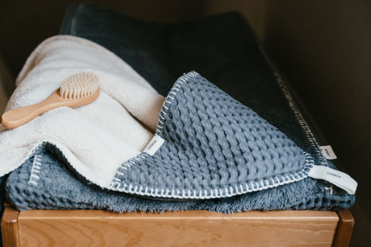 Omslagdoek wafel/teddy Oslo - Bluestone