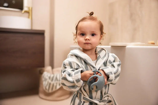 Badjas 1-2 jaar Stripe Terry Sea Green