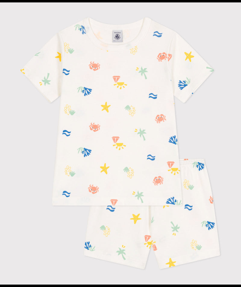 Korte katoenen pyjama met print - Beach