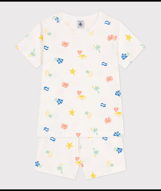 Korte katoenen pyjama met print - Beach