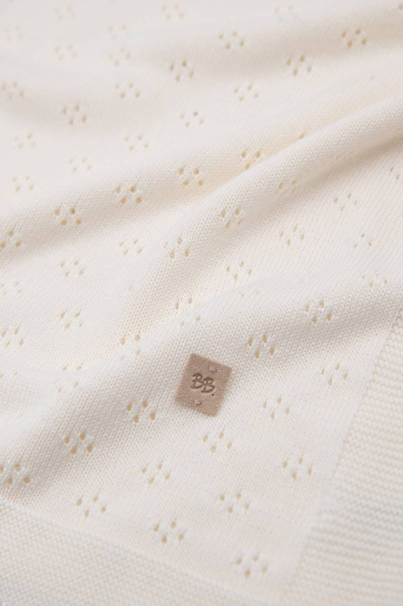 Wiegdeken 100X75 openwork Knitted - White
