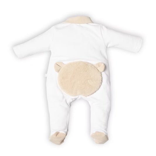 Rompersuit fur teddy bear on back