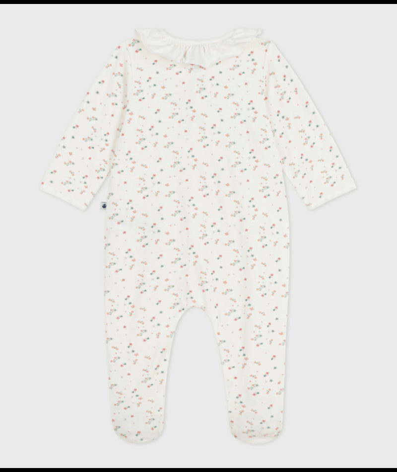 Fluwelen babypyjama met bloemenprint