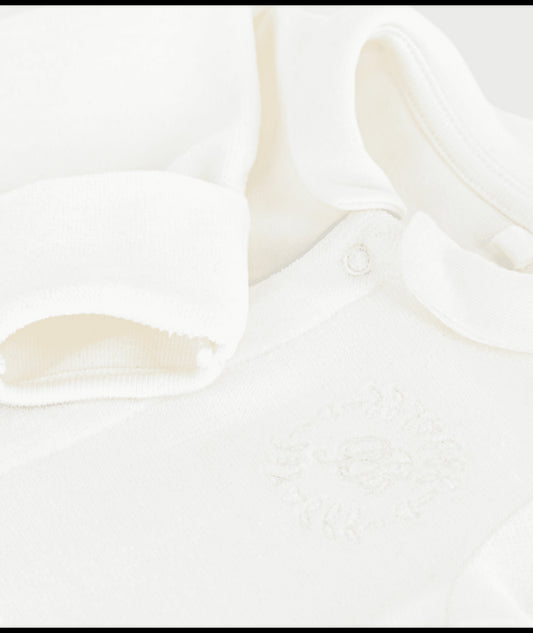 Fluwelen babypyjama met effen kraag