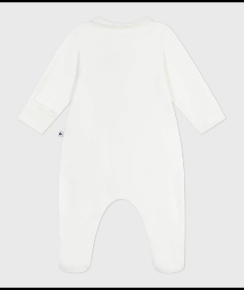 Fluwelen babypyjama met effen kraag