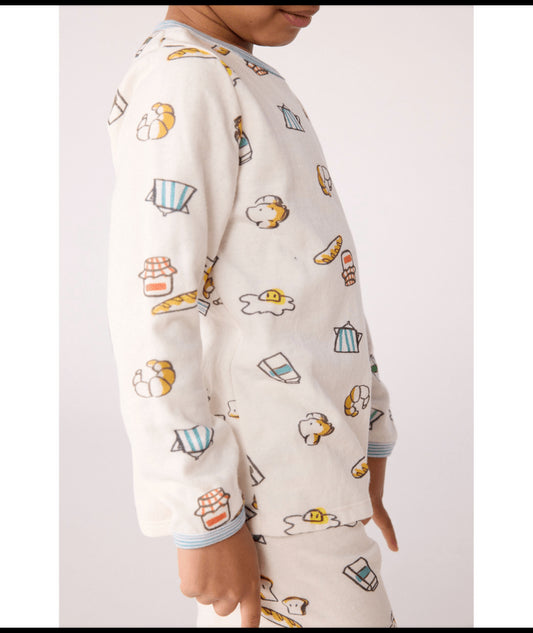 Kinderpyjama in tubic met ontbijtprint