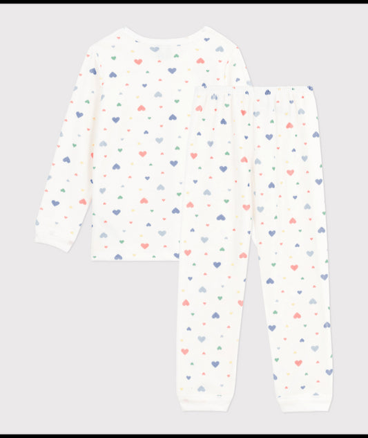 Fluwelen kinderpyjama (2-delig) met hartjesprint