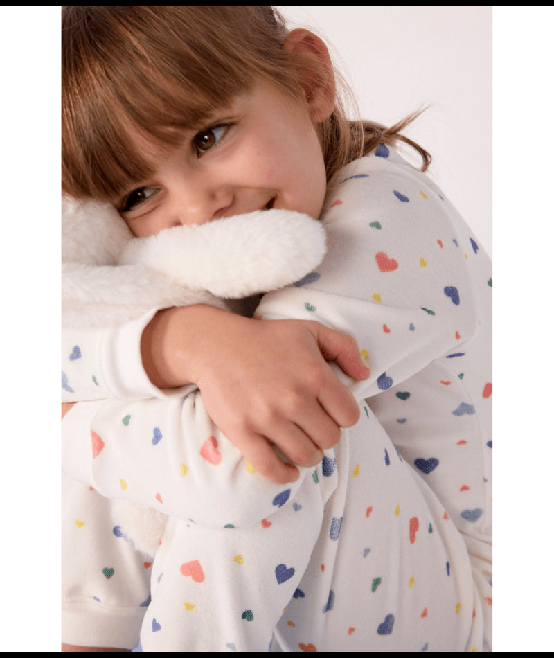 Fluwelen kinderpyjama (2-delig) met hartjesprint