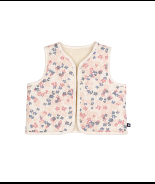 Mouwloos babyvestje met print van poplin uit katoen en teddy