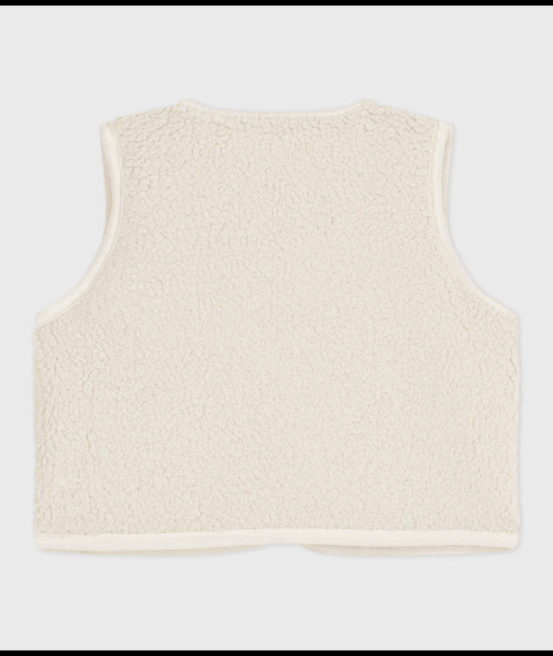 Mouwloos babyvestje met print van poplin uit katoen en teddy
