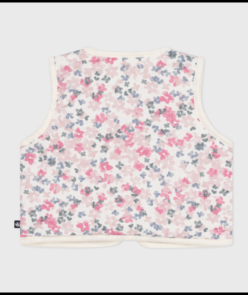 Mouwloos babyvestje met print van poplin uit katoen en teddy