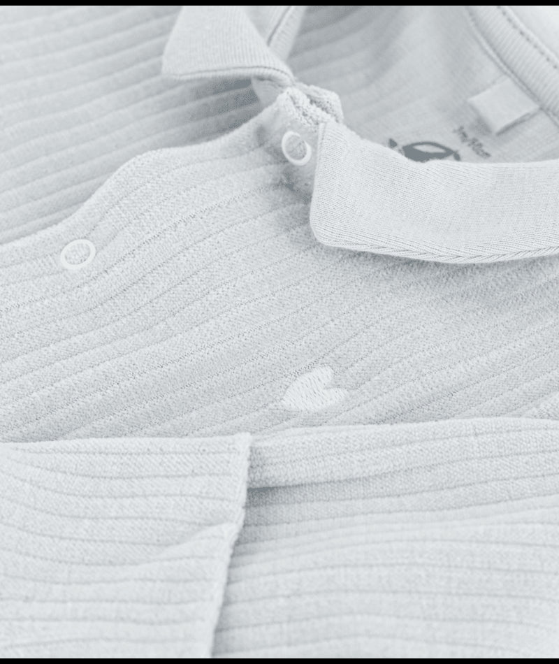 Fluwelen babypyjama met effen kraag - grijs