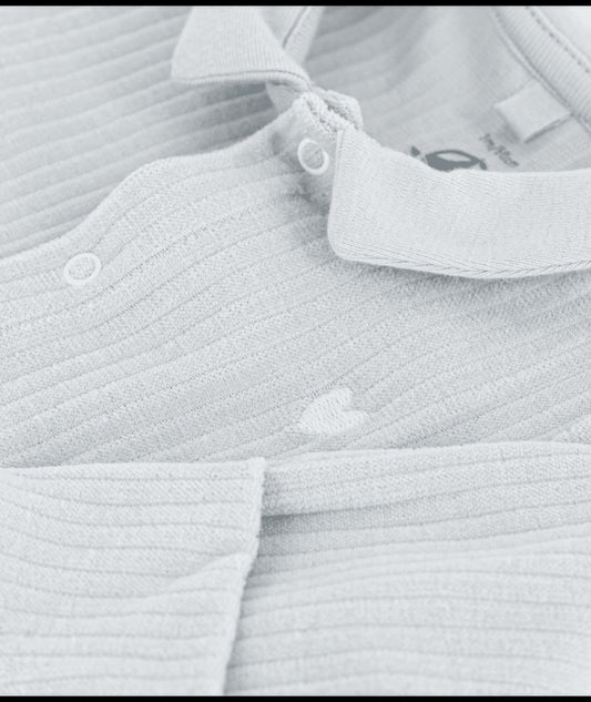 Fluwelen babypyjama met effen kraag - grijs