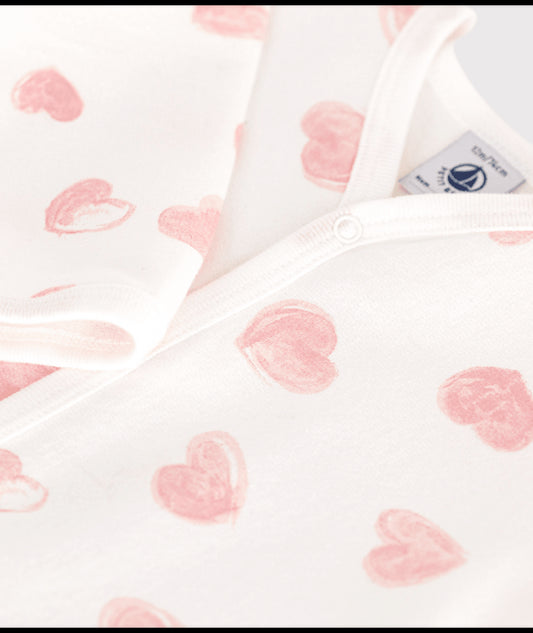 Babypyjama (1-delig) van fleece met hartjesprint - roze