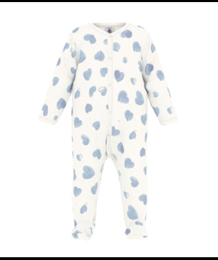 Babypyjama (1-delig) van fleece met hartjesprint - blauw