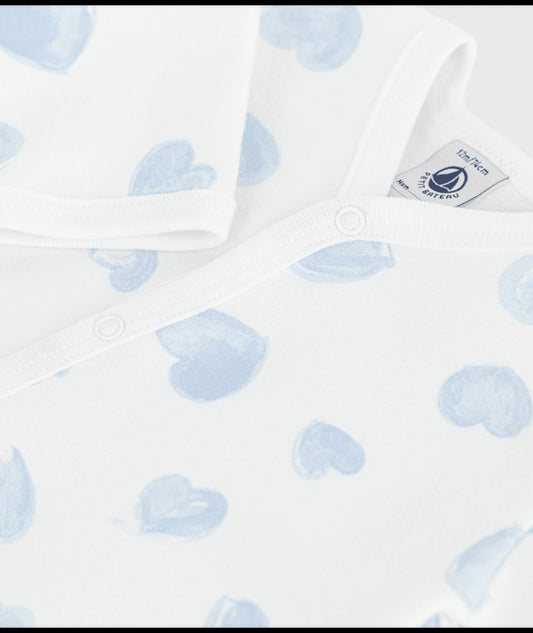 Babypyjama (1-delig) van fleece met hartjesprint - blauw