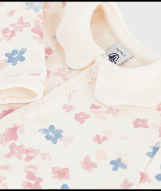 Babypyjama van fleece met bloemetjesbedrukking