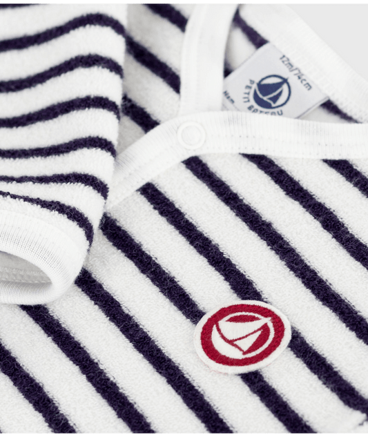 Katoenen babypyjama zonder voetjes met streepjesprint