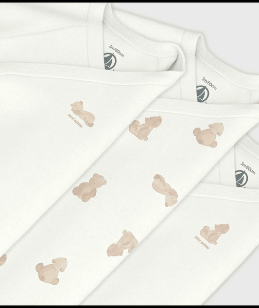 Set van 3 katoenen babyrompertjes (LM) - bunny