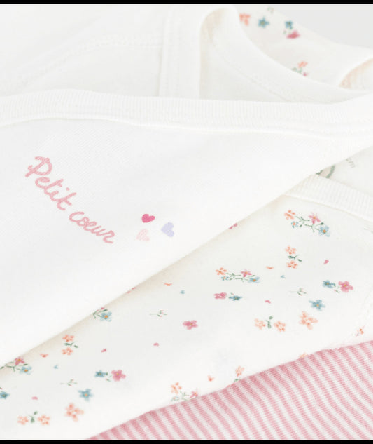 Set van 3 katoenen babyrompertjes (LM) - roze