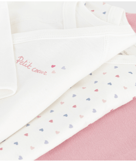 Set van 3 katoenen babyrompertjes (LM) - roze