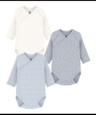 Set van 3 katoenen babyrompertjes (LM) - blauw