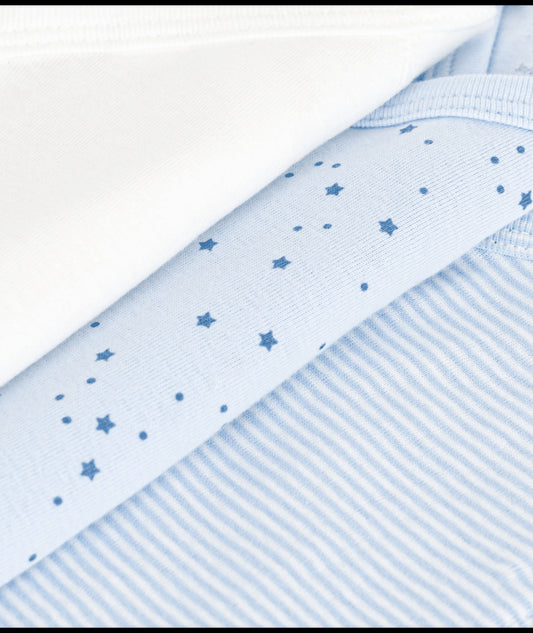 Set van 3 katoenen babyrompertjes (LM) - blauw