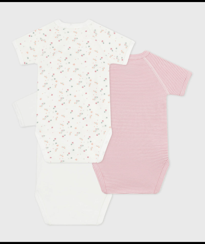 Set van 3 katoenen babyrompertjes (KM) - flowers